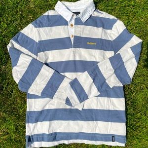 Finsterre Blue and White stripped rugby/ Medium
